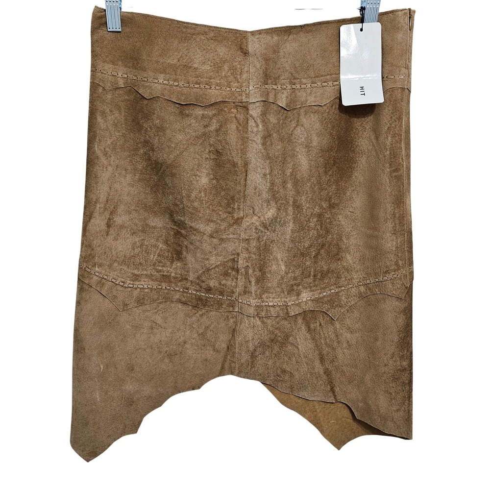 HIT NWT Suede Leather Skirt Boho Festival Cowgirl Chic Western Brown M